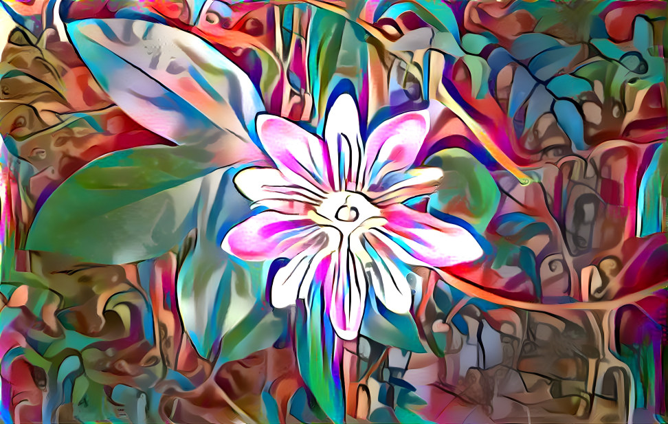 Passionflower with deep-styled mandala