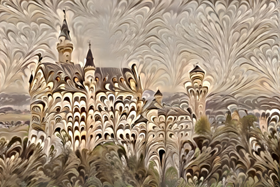 Neuschwanstein as marbled paper