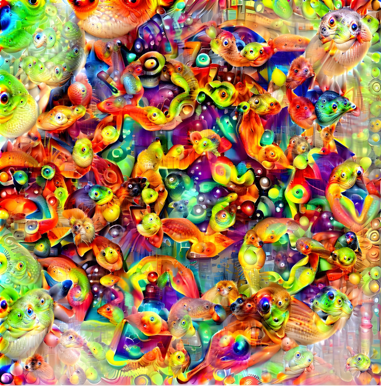 Deep dream of colorful tiling