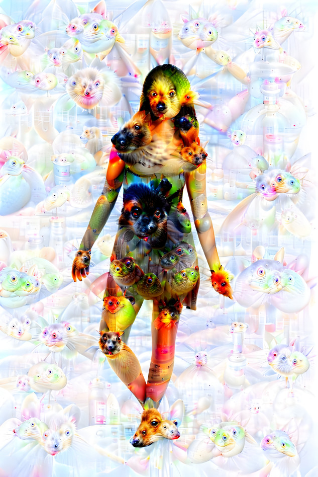 Hippie woman with random dogs
