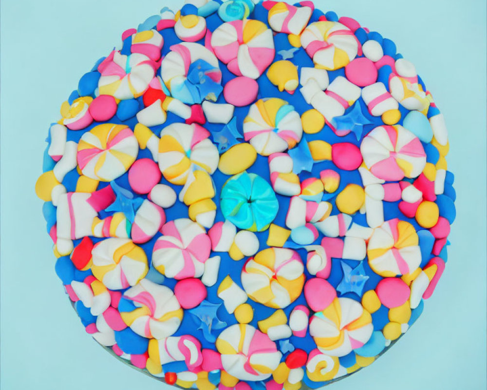 Colorful Candy Sphere on Blue Background