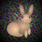 Colorful Psychedelic Rabbit Illustration with Swirling Cosmic Patterns