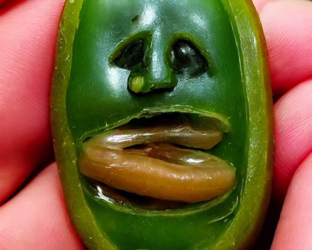 Green Chili Pepper Reveals Face-Like Formation