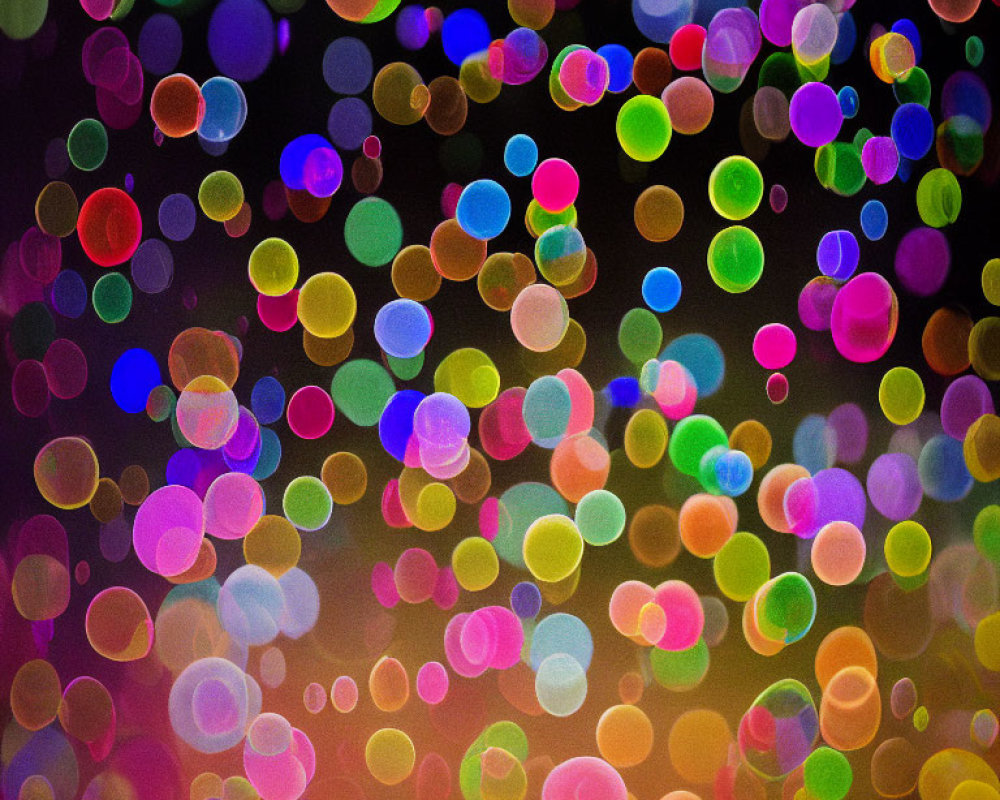 Colorful Circular Bokeh Lights on Dark Background