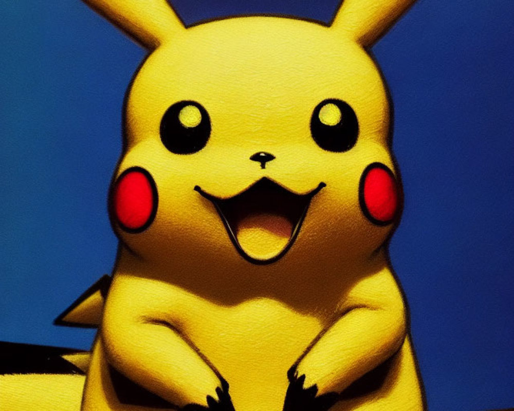 Colorful Pikachu Illustration with Large Ears & Red Cheeks
