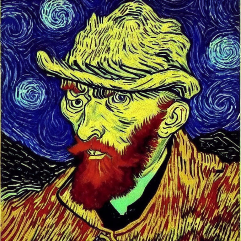 Portrait of a Bearded Man in Van Gogh Style