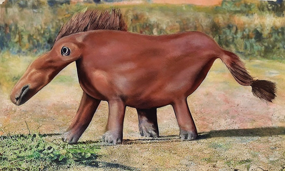 Stylized brown horse-like creature with playful design