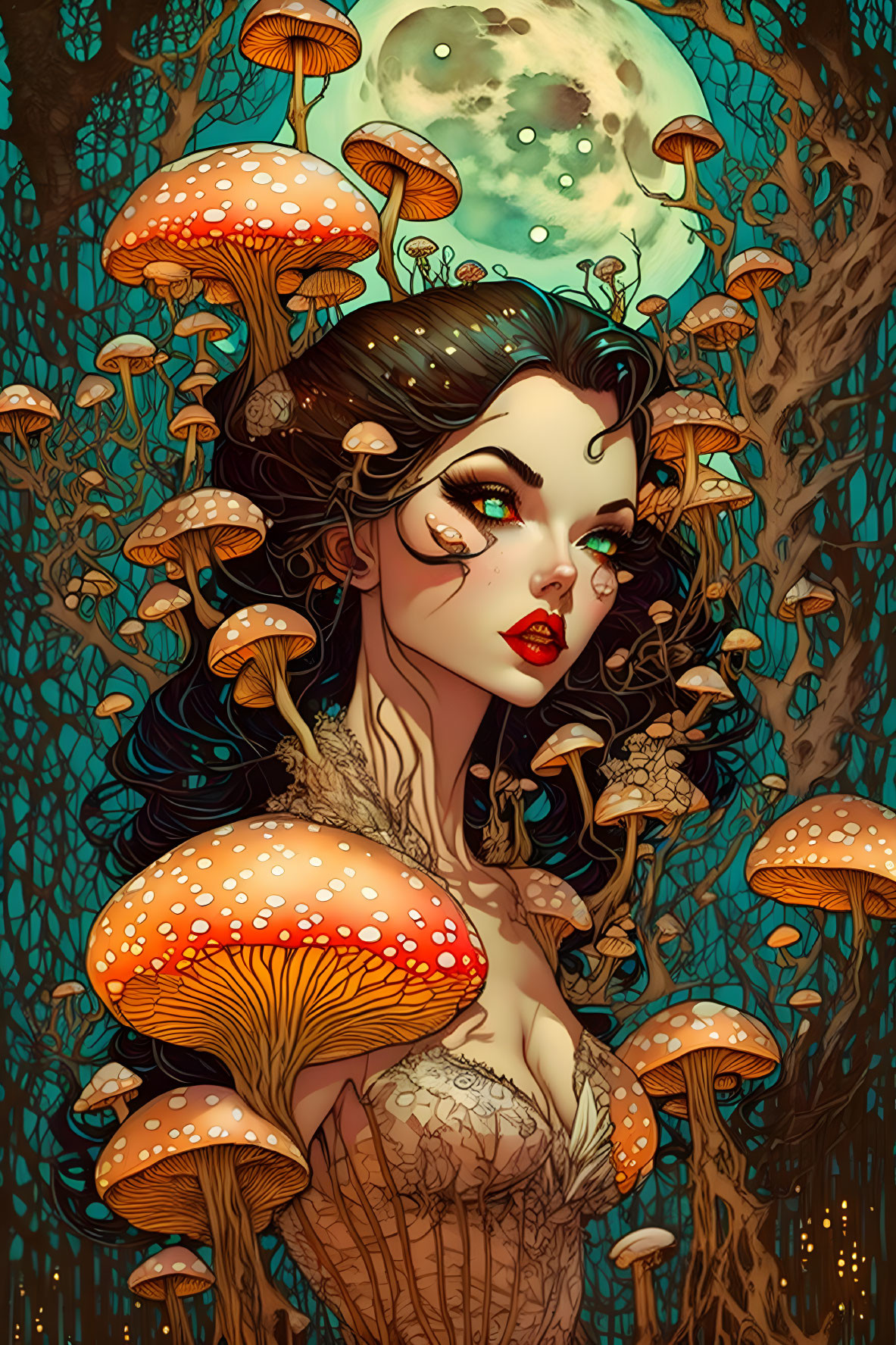 pin-up girl disney Alice eat mushroom