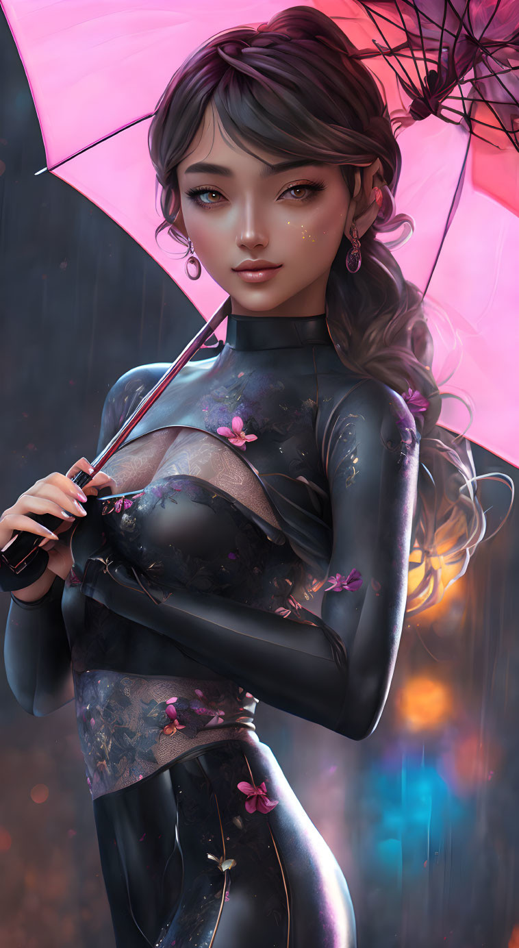  A beautiful woman in the rain