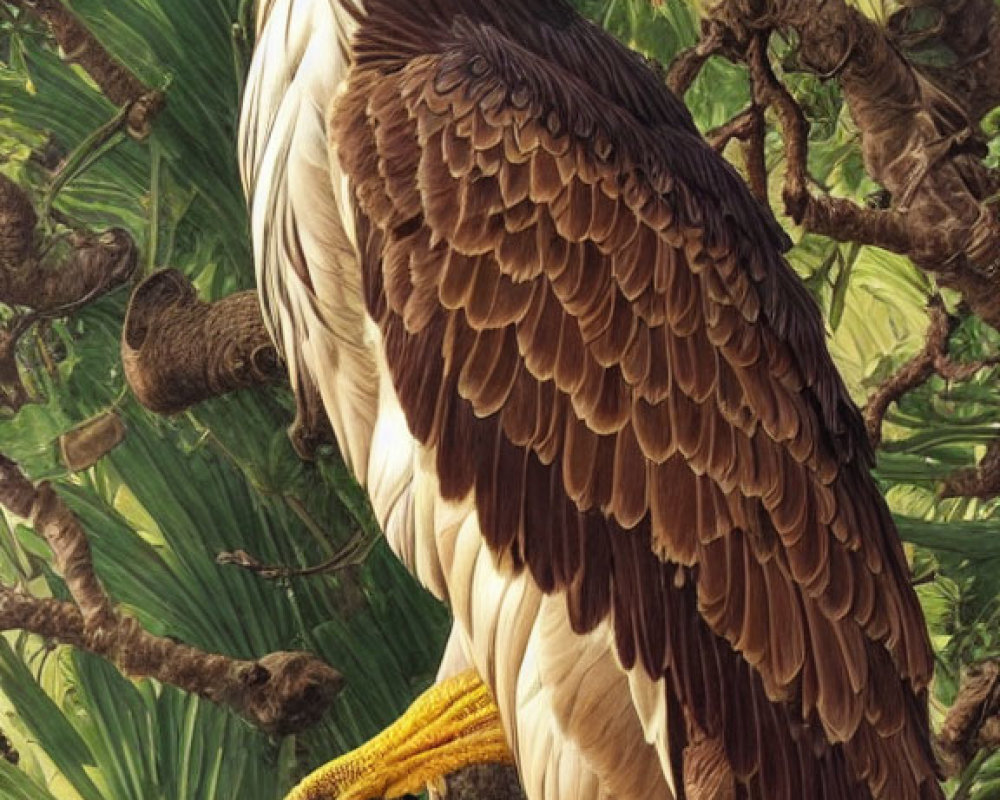 Majestic Philippine Eagle perched in lush foliage with prominent crest.