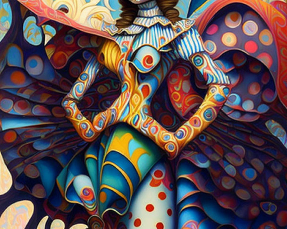 Colorful Digital Artwork: Whimsical Figure with Butterfly Wings