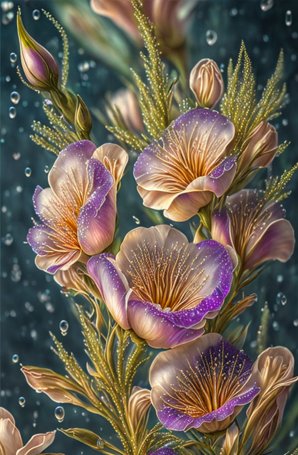 beautiful Lisianthus flower with dew drops