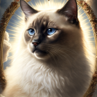 Regal Cat Portrait in Ornate Golden Frame
