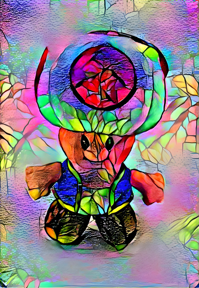 Stained glass picture of Toad
