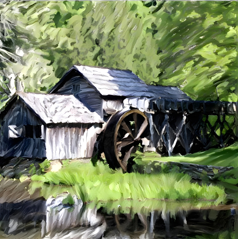 Barn with a waterwheel 