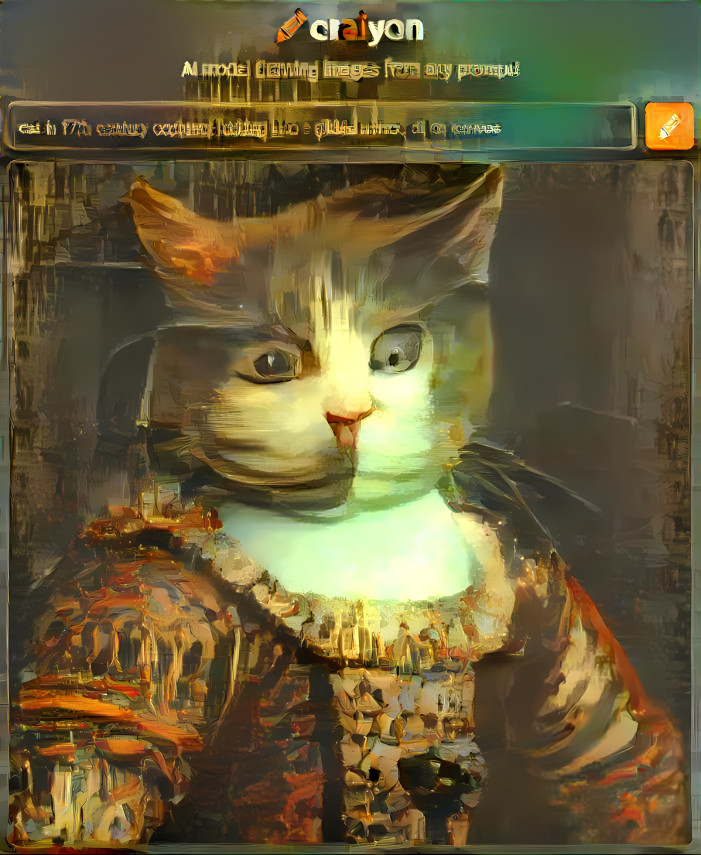 a cat in a 17th century costume