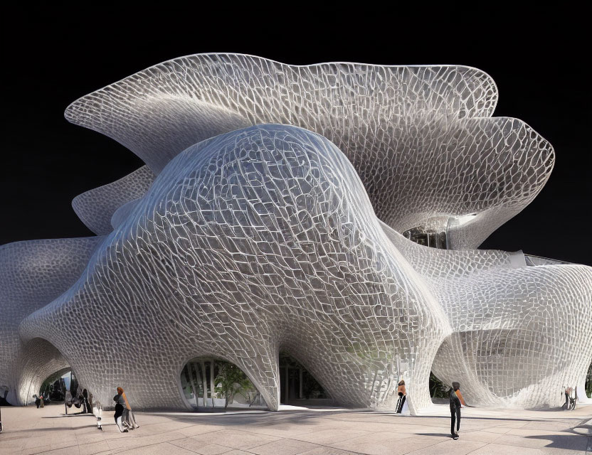 Unique Wavy Honeycomb Design Building in Urban Plaza