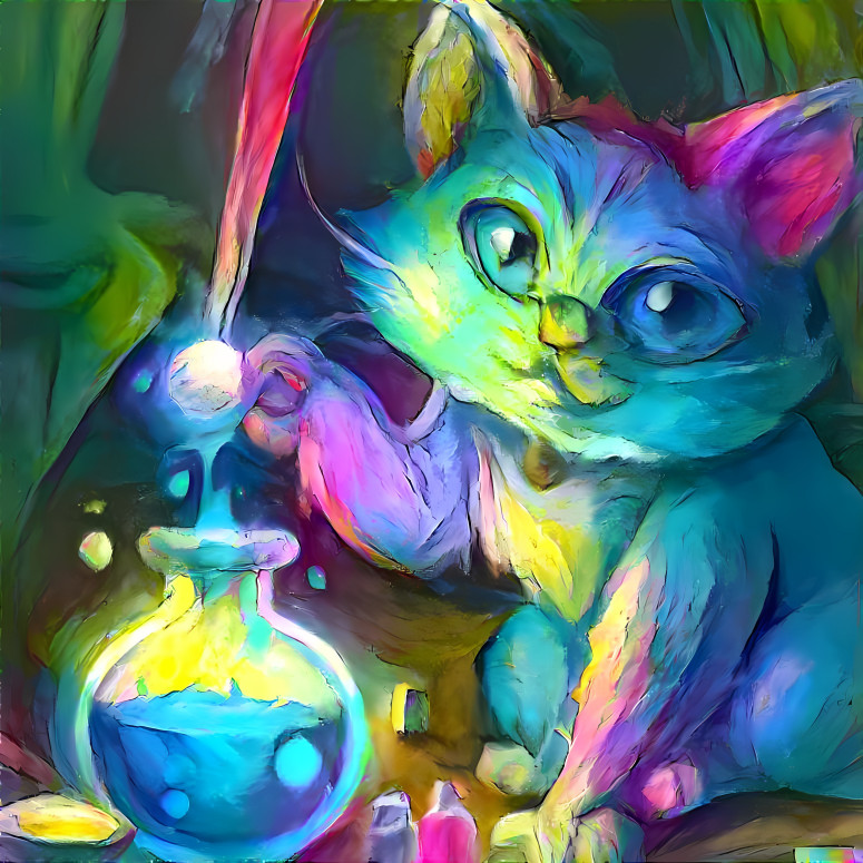 Cat with potions
