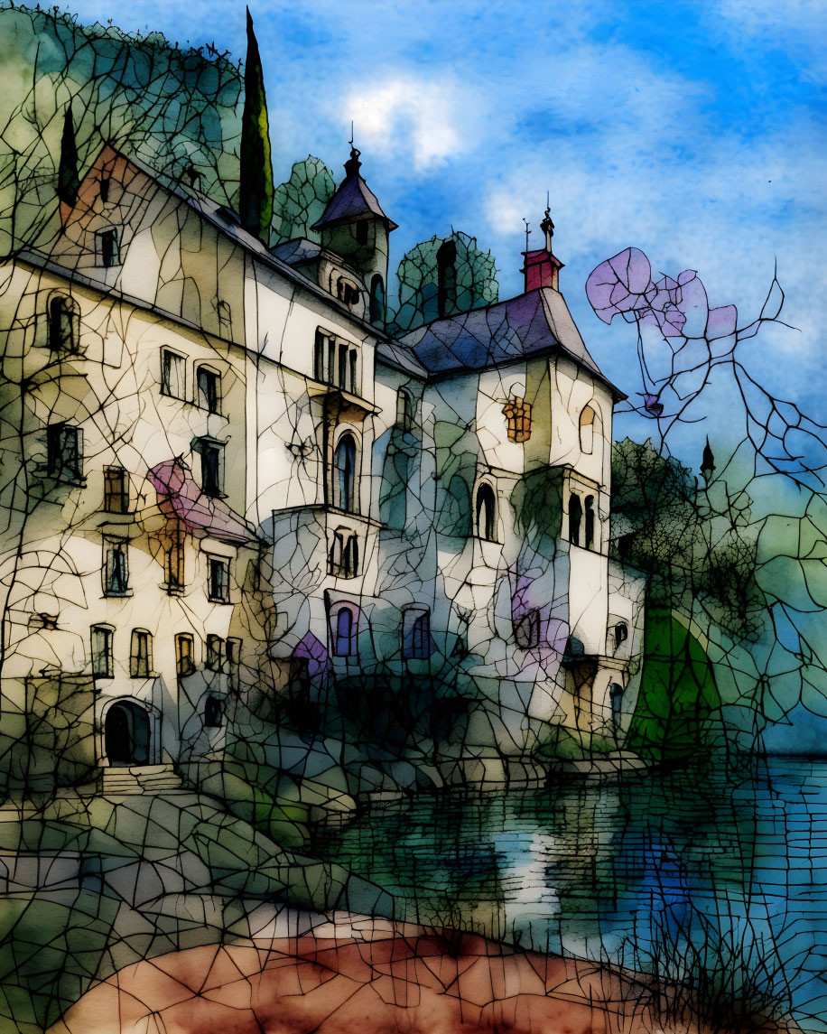 Manor house by the lake