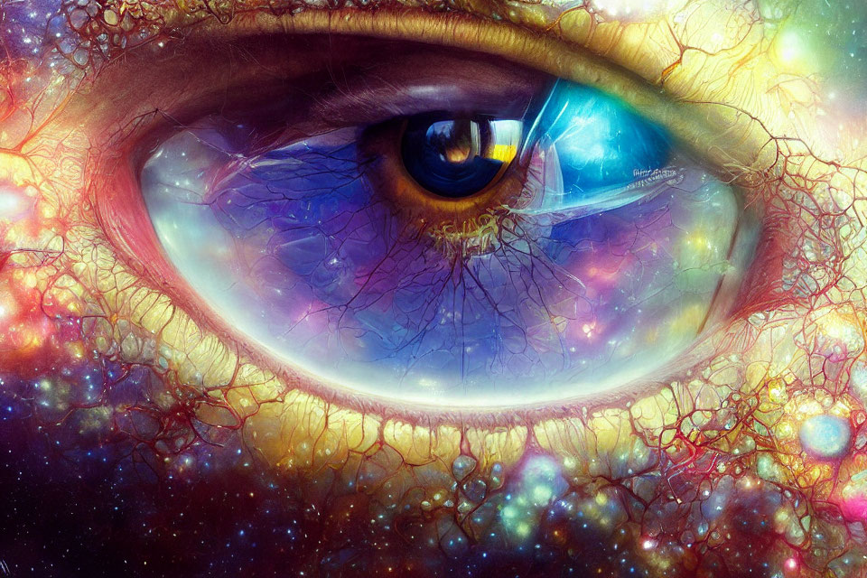 Colorful Cosmic Eye Artwork with Rich Colors and Nebula Patterns