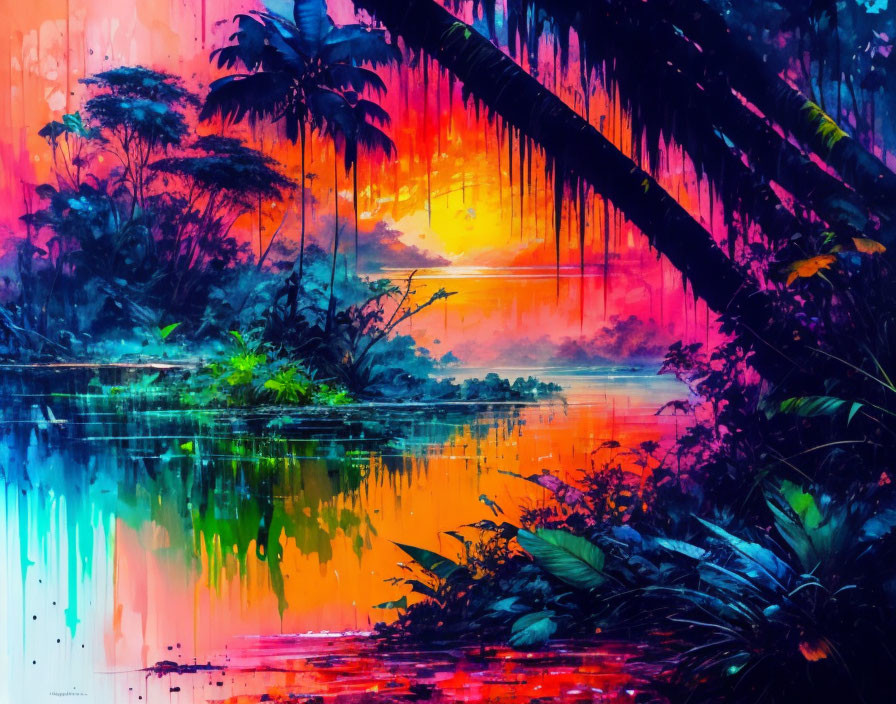 Sunset in jungle