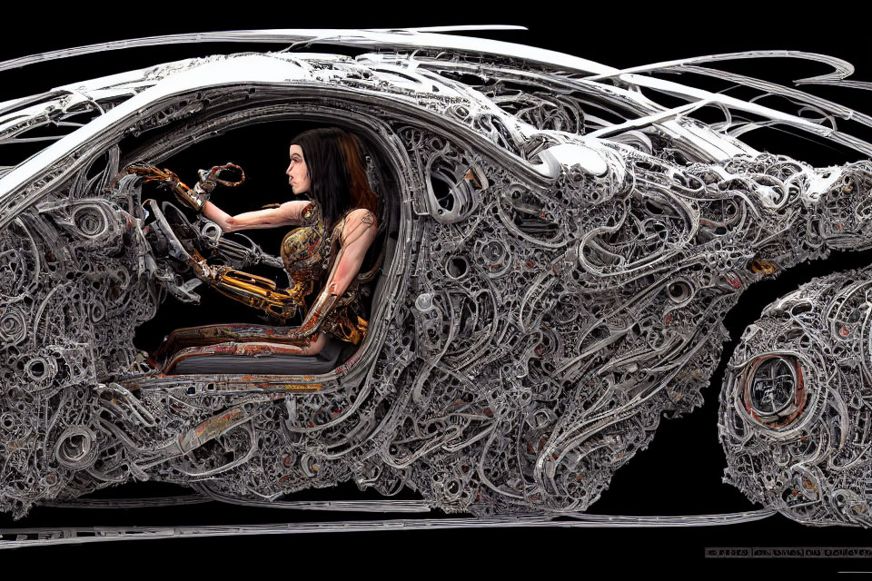 Intricate Transparent Car with Visible Mechanical Details