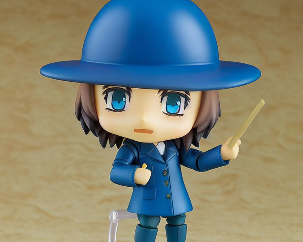 Blue Detective Outfit Chibi Figurine with Magnifying Glass