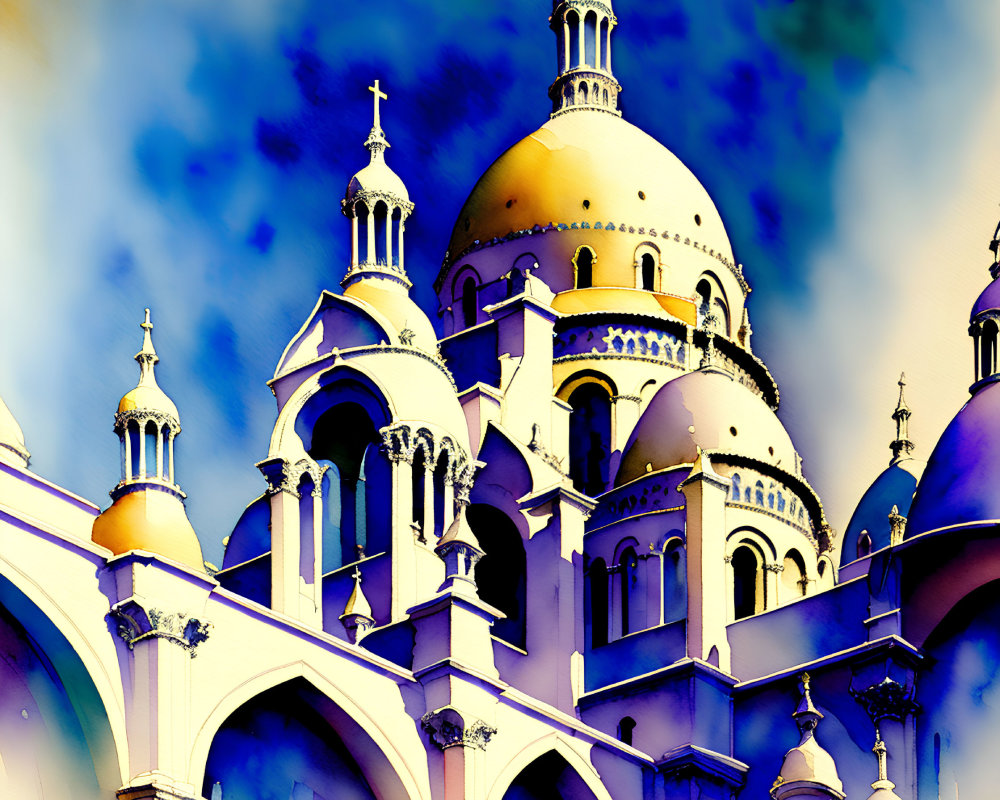 Stylized image of a domed cathedral under a dramatic sky