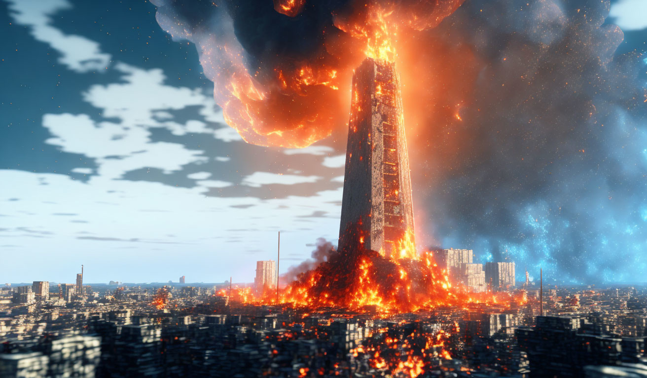 the burning tower of hybris and delusion