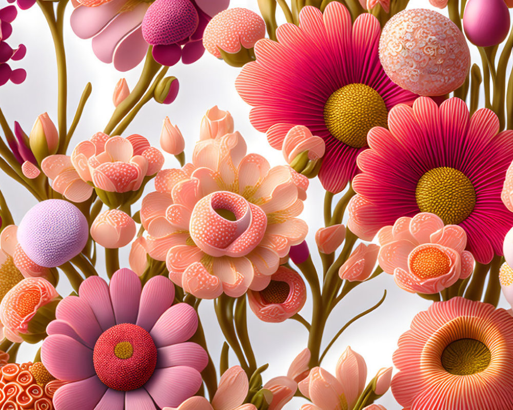 Colorful Stylized Flowers Illustration on Light Background