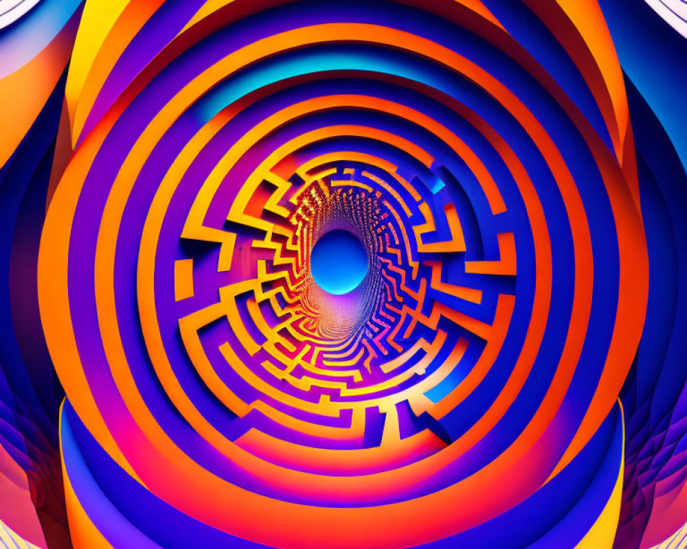 Colorful Abstract Circular Pattern on Swirling Background