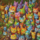 Colorful Stylized Cats Artwork with Human-like Eyes