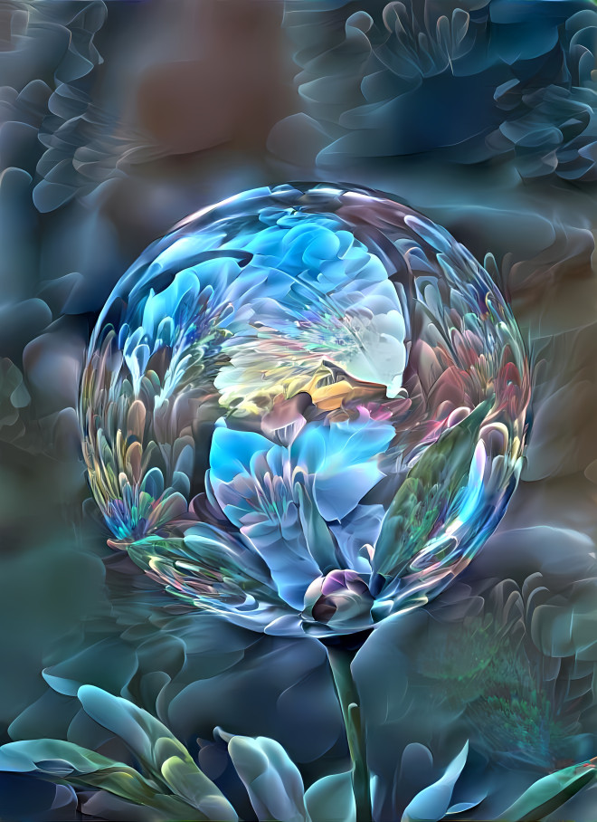 Blue Flower in a Bubble
