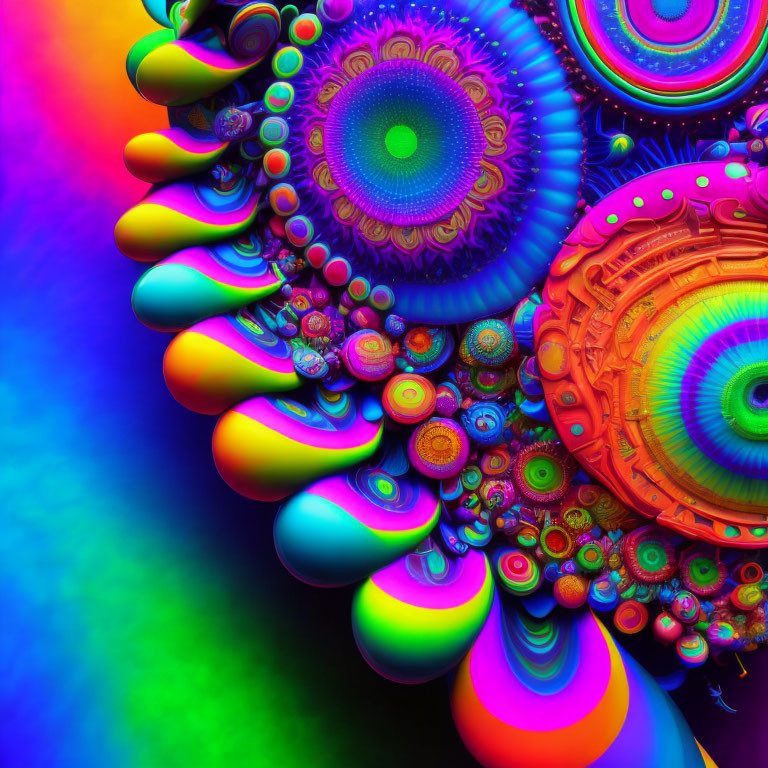 Colorful Fractal Image with Vibrant Patterns in Blue, Red, and Green