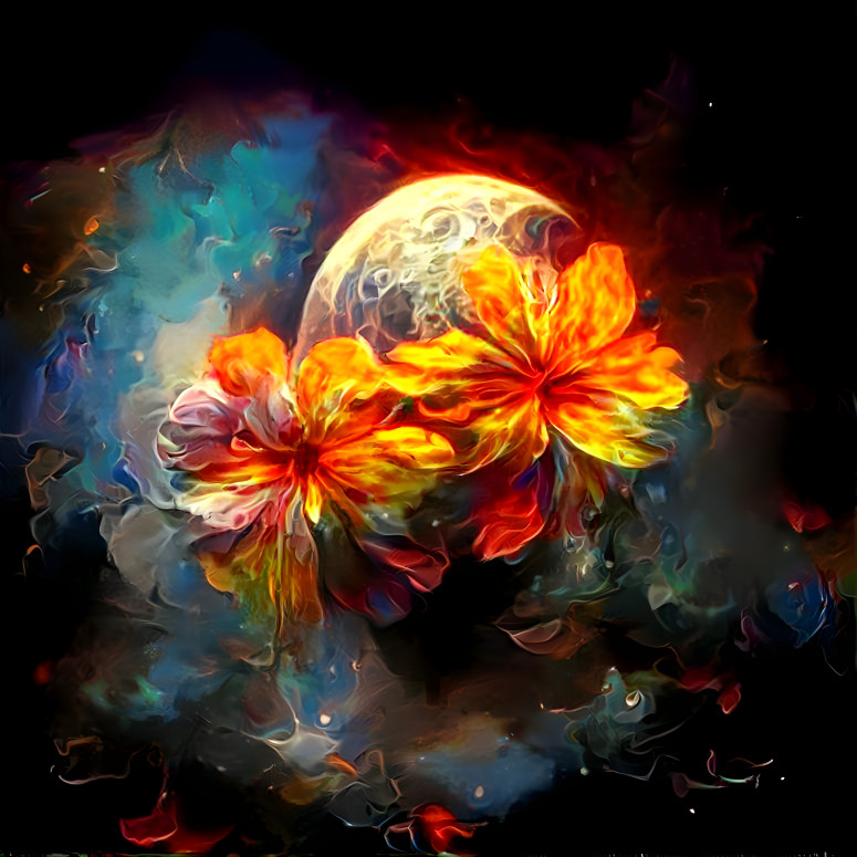 Burning Flowers on the moon