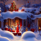 Winter Home Decor: Cozy Christmas Scene with Santa Claus Figures