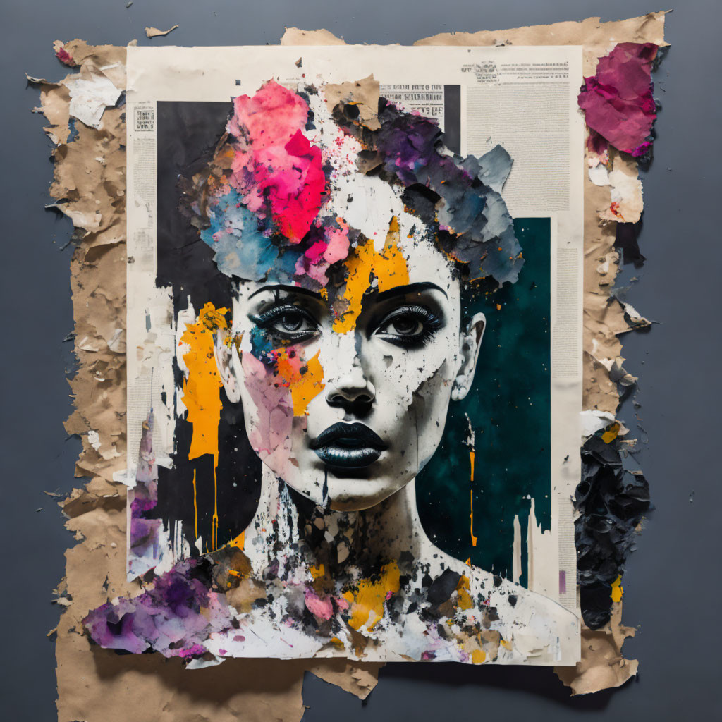 Incorrect printed background, abstract collage
