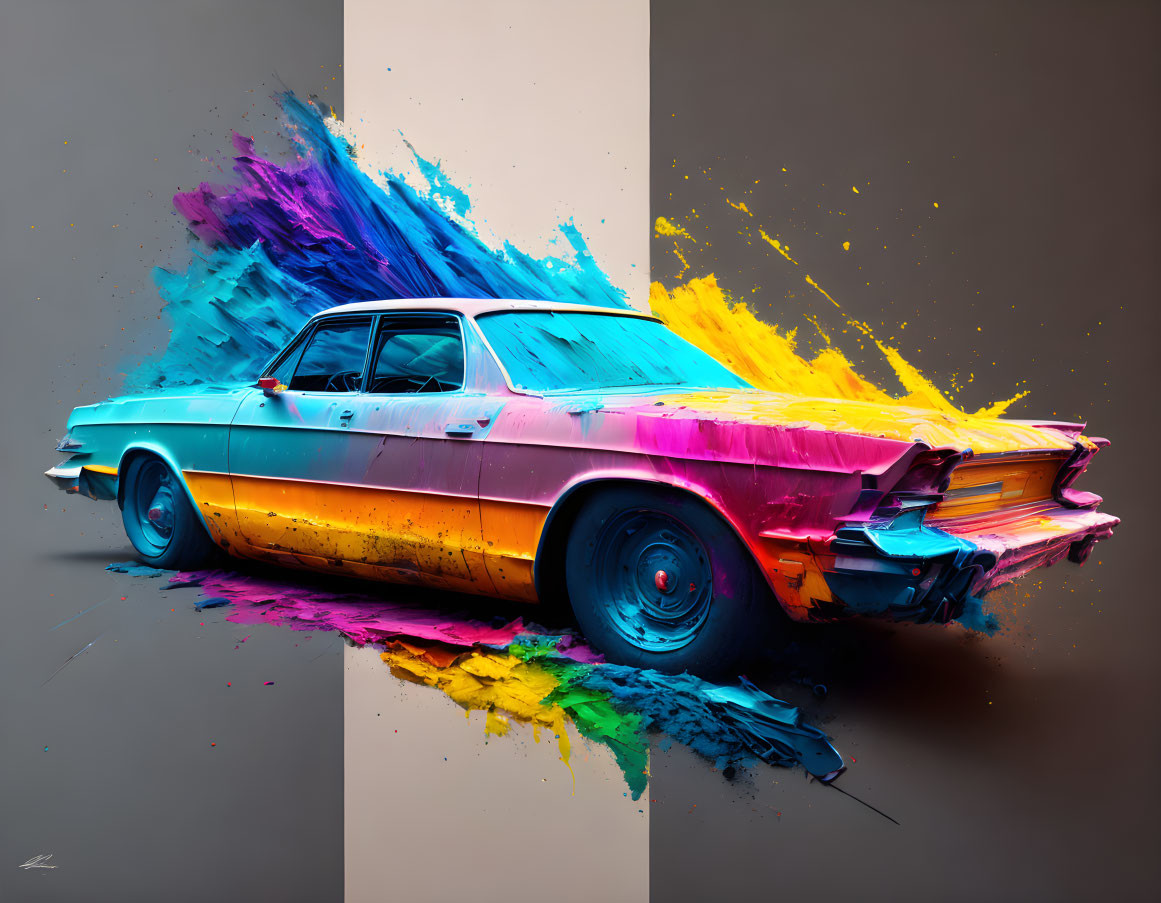 car in abstract colors