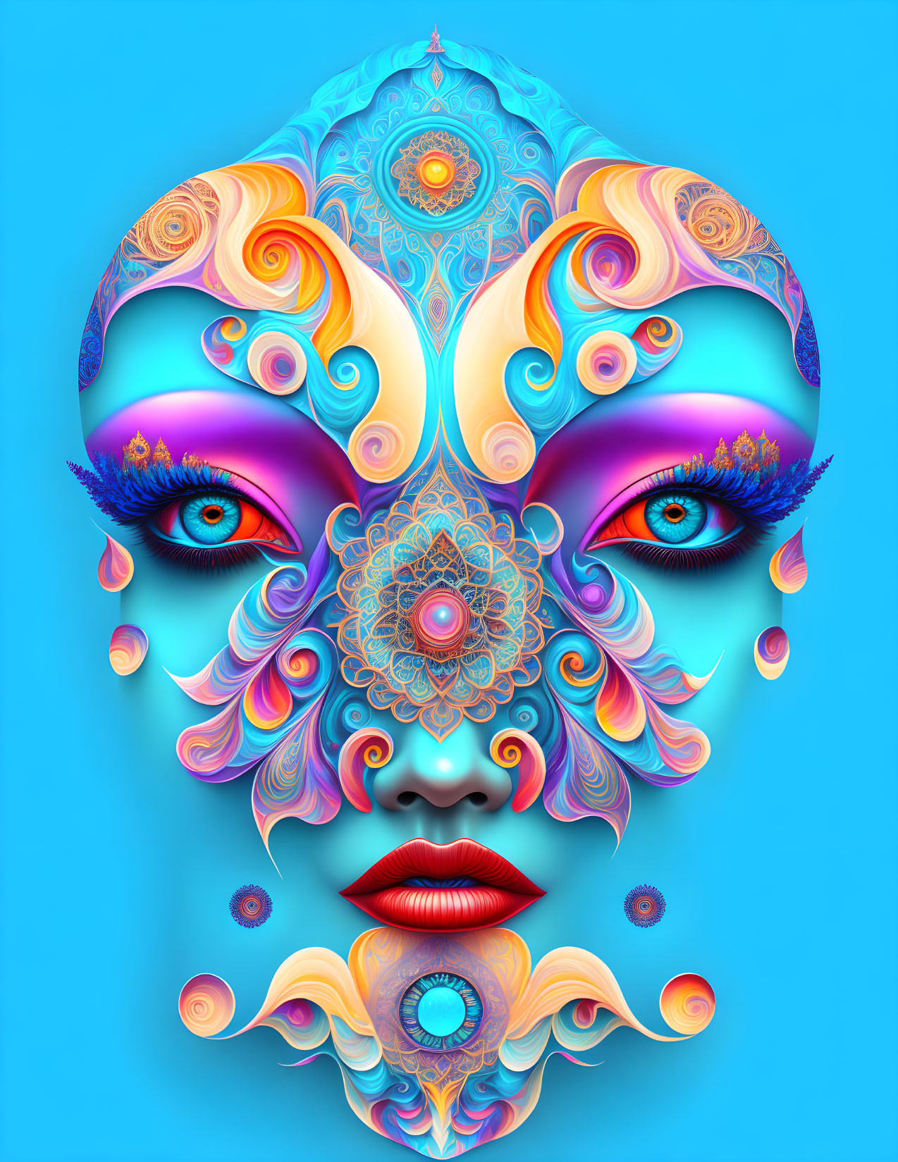 surreal abstract face with intricate flourishes