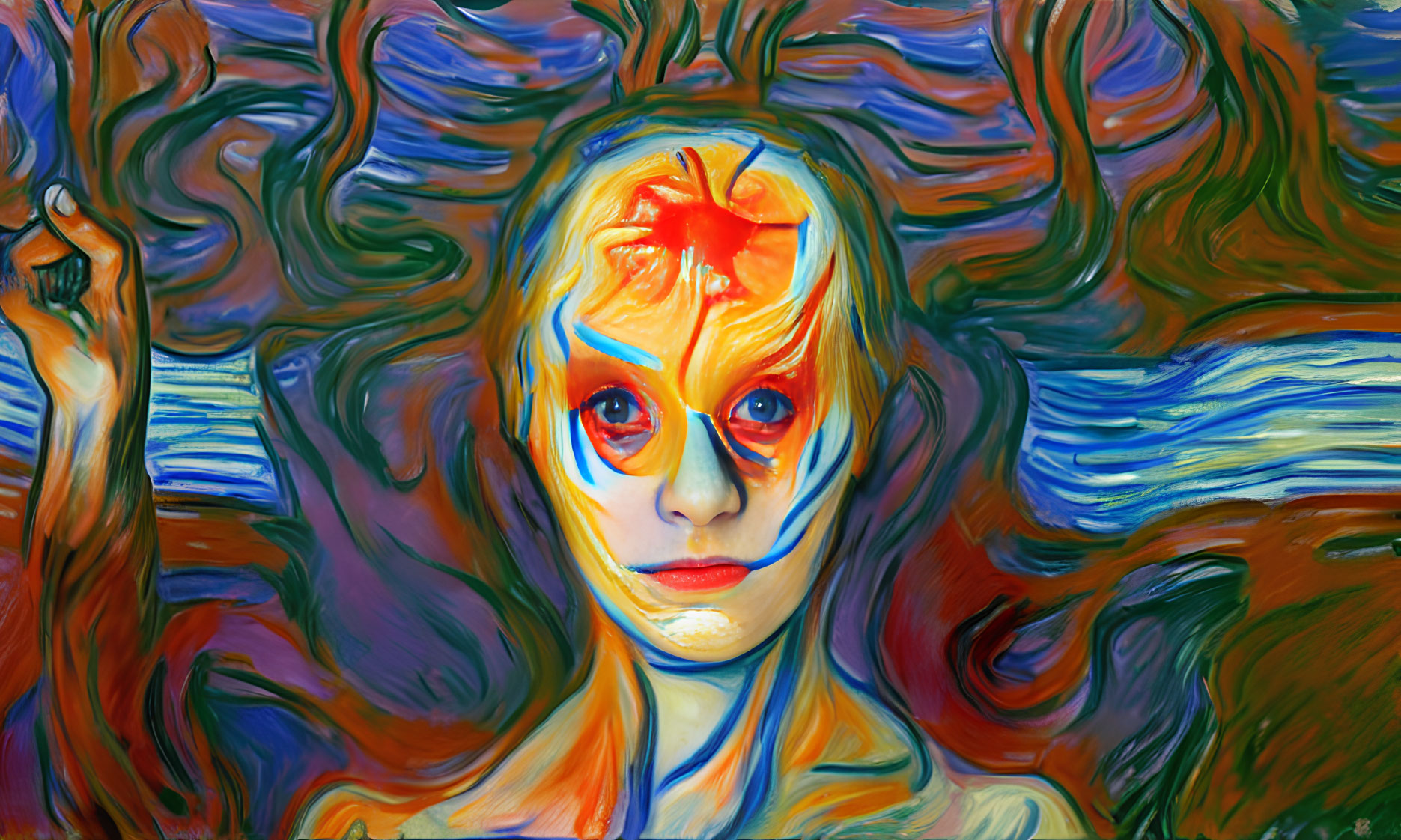 Colorful Abstract Painting of a Person in Swirling Brushstrokes