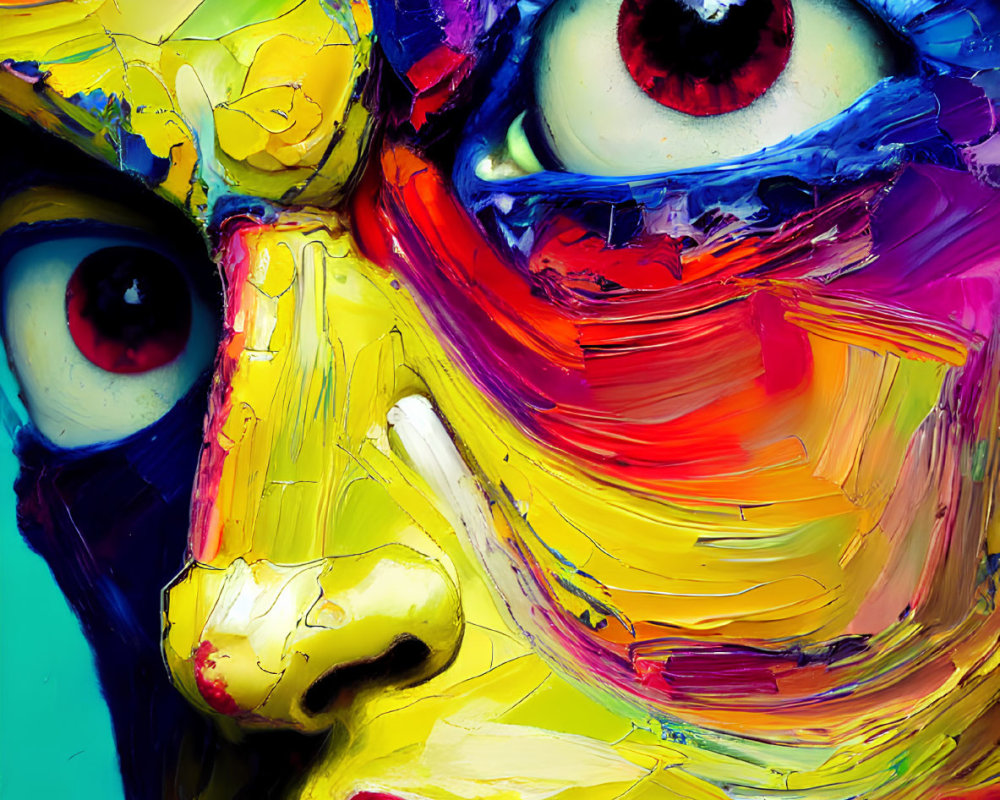 Vivid Abstract Face Painting with Colorful Hues