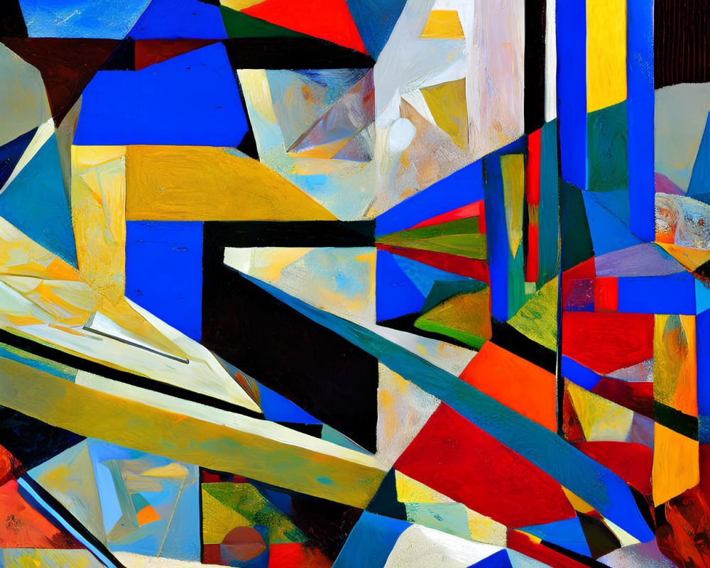 Colorful Abstract Geometric Painting with Various Shapes