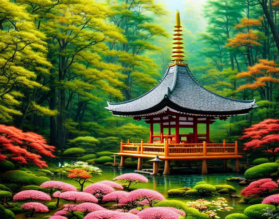 Pagoda in a forest