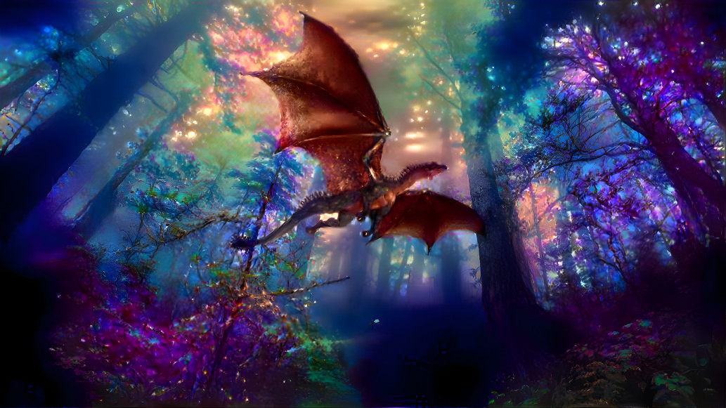 Dragon in fantasy forest