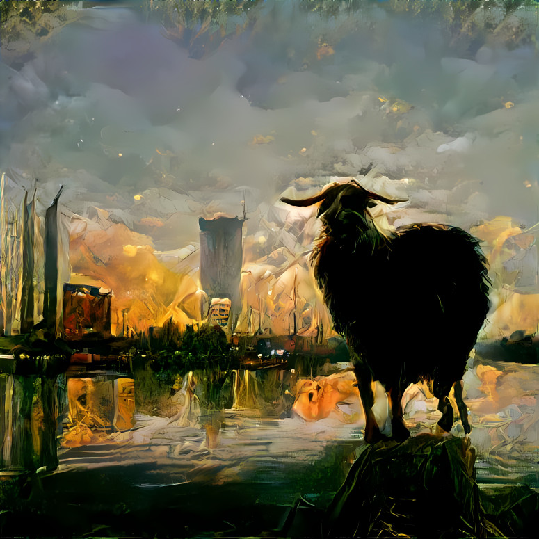 Goat Looking Upon the City