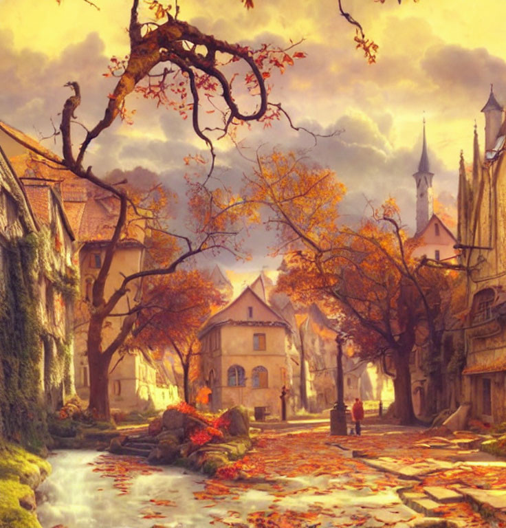  medieval town in autumn