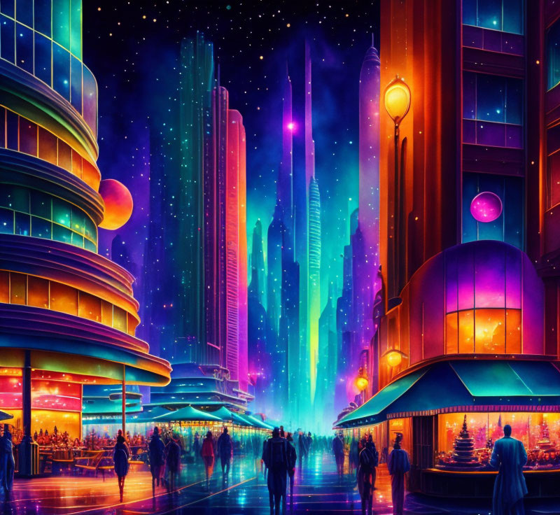 bustling alien city