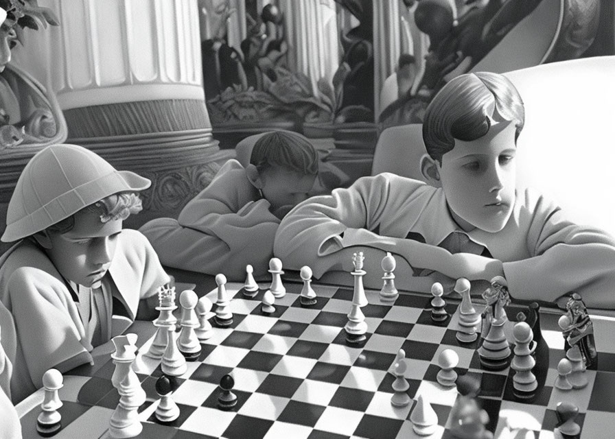 Boys playing chess 