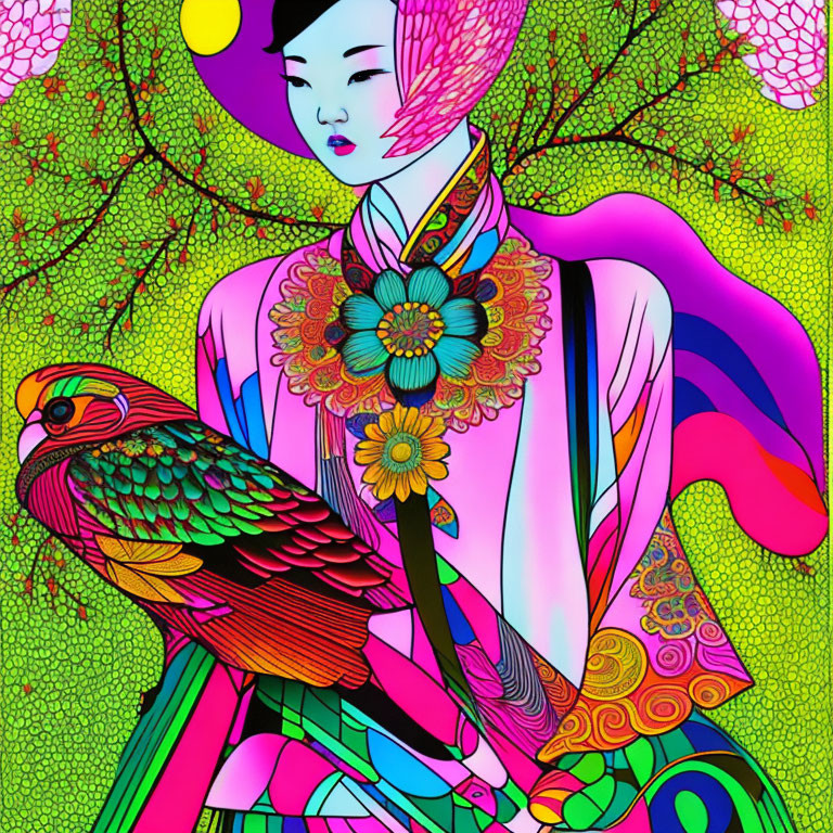 Sparrow in Chinese Fuseki Pop Art