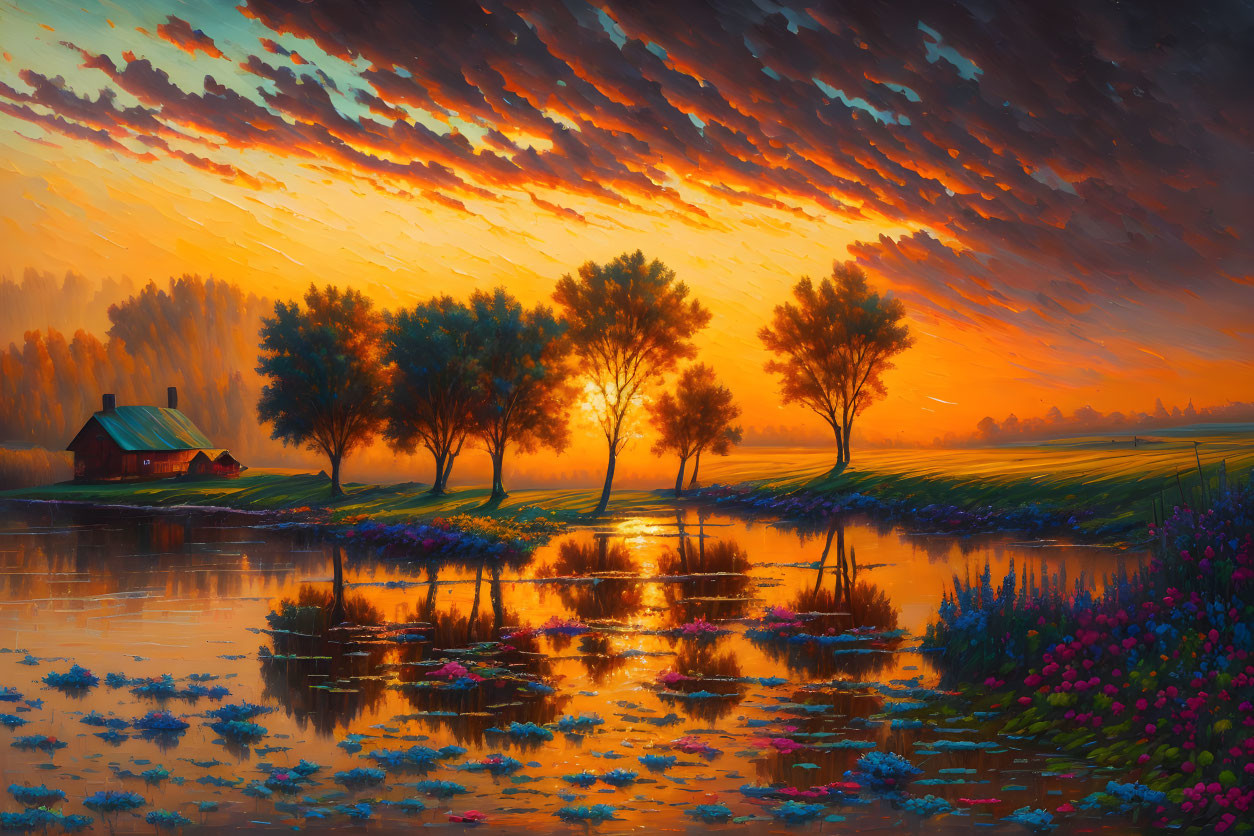 Country Landscape at Sunset